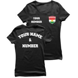 lepni.me Personalisiertes Damen-Fußballtrikot Kurdistan T-Shirt| Name und Nummer | Kurdische Flagge, Abzeichen | Fußball-Europameisterschaft 2024 (M Schwarz Mehrfarben) von lepni.me