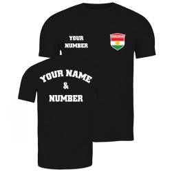 lepni.me Personalisiertes Herren-Fußballtrikot Kurdistan T-Shirt | Name und Nummer | Kurdische Flagge, Abzeichen | Fußball-Europameisterschaft 2024 (S Schwarz Mehrfarben) von lepni.me