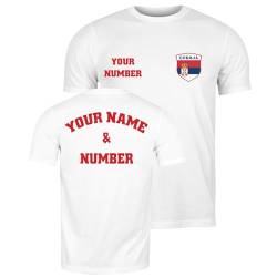 lepni.me Personalisiertes Herren-Fußballtrikot Serbien T-Shirt| Name und Nummer | Serbische Flagge Abzeichen | Fußball-Europameisterschaft 2024 (L Weiß Mehrfarben) von lepni.me