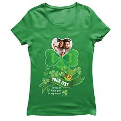 lepni.me Personalisiertes T-Shirt St. Patricks Day Geschenk Heiligen Paddys mit Kleeblatt-Foto Lustiges für Irische Freunde (L Grün Mehrfarben) von lepni.me