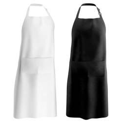 lepni.me Premium 2er-Pack Kochschürzen | Kochen Backen Grillen für Haus und Restaurant | Schürzen mit Doppeltasche für Damen Herren | Küchenschürze von lepni.me
