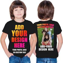 lepni.me T-Shirt für Kinder Benutzerdefinierter 2-seitiger Vorder- und Rückseitendruck Personalisierter Text oder Entwerfen Sie Ihr Eigenes Bild (9-11 Jahre Schwarz Mehrfarben) von lepni.me