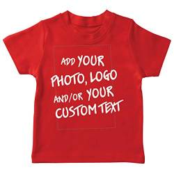 lepni.me T-Shirt für Kinder Machen Sie Ihren eigenen personalisierten Bedrucken Lassen Druck mit Lieblingsfoto oder Wunschtex (1-2 Jahre Rot Mehrfarben) von lepni.me
