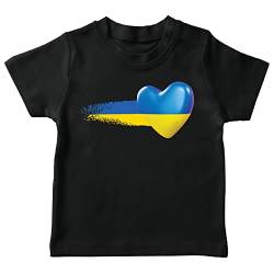 lepni.me T-Shirt für Kinder Ukrainische Flagge T-Shirt Ukrainisches Herz-Symbol Ukrainische Kleidung (5-6 Jahre Schwarz Mehrfarben) von lepni.me