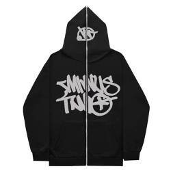 Minus Two Zipper Hoodie Y2K | Oversized Hoodies Tracksuit Y2K Herren | Hip Hop Paare Pullover Sportbekleidung | Streetwear Trainingsanzüge mit Taschen und Buchstaben, Durchgehendem Reißverschluss von leryveo