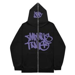 Minus Two Zipper Hoodie Y2K | Oversized Hoodies Tracksuit Y2K Herren | Hip Hop Paare Pullover Sportbekleidung | Streetwear Trainingsanzüge mit Taschen und Buchstaben, Durchgehendem Reißverschluss von leryveo