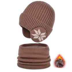 Winterschal für Kinder | Gestrickter Schal und Outdoor-Sportmütze | Verdickender Beanie-Kreisschal für kaltes Wetter für Reisen oder Wandern, Spaziergänge mit dem Hund Leryveo von leryveo