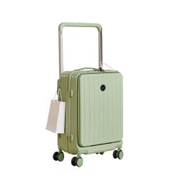 lesulety Handgepäckkoffer Frontöffnung auf Gepäck Hartschale Breiter Zugstangenkoffer,Grün,20in von lesulety
