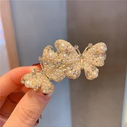 Haarnadeln Kopfschmuck Perle Blume Federclip Mehrschichtige Schleife Haarnadel Doppel Schmetterlingsnetz Roter Clip Haarnadel von letaowl