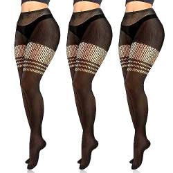 3 Paar Strumpfhosen Damen Schwarz, Netzstrumpfhose Feinstrumpfhose Damen,Strumpfhosen Damen Muster Strumpfhosen für Damen Strumpfhose Muster Fishnet Stockings Fischnetz Strumpfhose StrüMpfe Damen Sexy von letcdfer