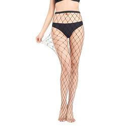 Schwarze Netzstrumpfhose FüR Damen Mit GroßEm Netz, Sexy Strumpfhose FüR Damen, NetzstrüMpfe Mit Hoher ElastizitäT, NylonstrüMpfe Im Sexy Stil FüR Reife Frauen, EinheitsgrößE FüR Frauen Mit 40-65 Kg von letcdfer