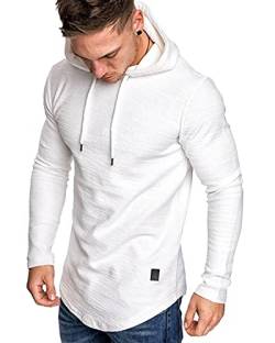 Lexiart Herren Mode Athletic Hoodies Sport Sweatshirt Einfarbig Fleece Pullover, Weiss/opulenter Garten, X-Large von lexiart