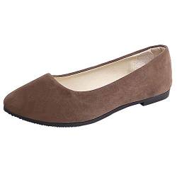 Frauen Mädchen solide große Größe rutscht auf flachen flachen Komfort beiläufige einzelne Schuhe Schuhgrößentabelle Schuhe Damen (Coffee, 39) von liaddkv