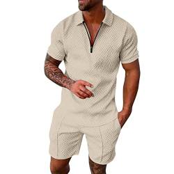 Herren Sportanzug Sommer 2-teilig Outfit Revers T-Shirt Herren mit Muster Sport Set Kurzarm T-Shirts + Kurze Hose Sets Trainingsanzug FüR Herren Fahrradbekleidung Set Kurz von liaddkv