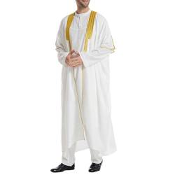 liaddkv Arabische Herrenbekleidung, muslimische einfarbige Robe mit Öffnung vorne, arabisches Herren-Anbetungskleid Hoodie Herren Jack (White, M) von liaddkv