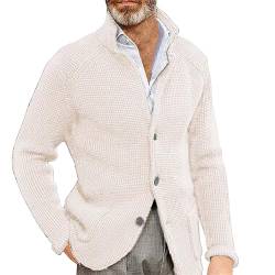 liaddkv Cardigan Herren Strick Anzugjacke Blau Männer Regular Fit Strickjacke Frühling Herbst Freizeitanzug Blazer Klassisch Sakko Geeignet Für Party Datum Abschlussball Hochzeit Smoking von liaddkv