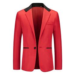 liaddkv Sakko Herren Slim Fit, Anzugjacke Herren Sportlich Blazer für Business Hochzeit Freizeit Rot Anzugjacke Herren Regular Fit Gilet Business Casual Leichter Anzug Blazer von liaddkv