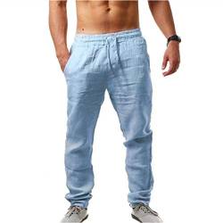 liaddkv Sommerhose Herren Lang Leicht Leinenhose Herren Grau Leichte Sommerhose Herren Lässige Bequeme Freizeithose Mit Kordelzug Yogahose Mit Taschen Luftig Strandhose Leinen Hose von liaddkv