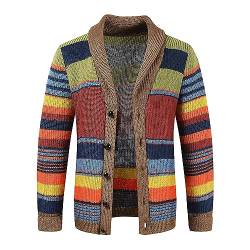 liaddkv Strickjacke Herren Cardigan Feinstrick Herbst Winter Warme Weiche Strickjacken Langarm Regenbogen Strickpullover Pullover für Männer Casual Sport Fitness Sweatshirt Jacke von liaddkv