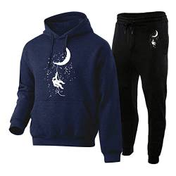 liaddkv Warmer Hausanzug Herren Winter Mit Fleece - Trainingsanzug 2 Piece Buchstaben Druck Hoodie & Baggy Trainingshose Casual Jogginganzug Kapuzenpullover + Jogginghose Pullover Sporthose von liaddkv