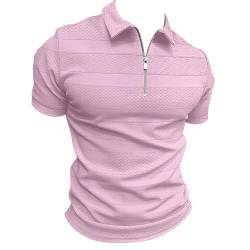 liangp Herren-Sommerhemd mit bedrucktem Kragen und Knöpfen für Sport und Freizeit Armbanduhr Herren Schwarz (Pink, M) von liangp