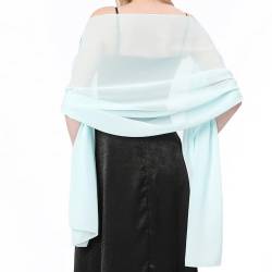 Stola Damen Halstuch Chiffon Sommer Schal Damen Festliche Stola für Abendkleid oder Brautkleid Hochzeit Scarf (Hellblau) von lifwimner