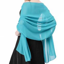 Stola Damen Halstuch Chiffon Sommer Schal Damen Festliche Stola für Abendkleid oder Brautkleid Hochzeit Scarf (Türkisblau) von lifwimner