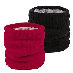 lifwimner 2 Stück Schal Winter Halsschlauch Herren Ski, Schlauchschal Halswärmer Gesichtsschal Fleece Loop Schal für Männer Frauen Aktivitäten Warm Nackenwärmer Sport(SchwarzRot) von lifwimner