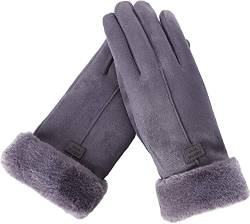 lifwimner Damen Winter Warm Touchscreen Handschuhe Winddicht mit Fleece Gefütterte Winter Handschuhe für Kaltes Wetter (Grau) von lifwimner