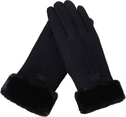 lifwimner Damen Winter Warm Touchscreen Handschuhe Winddicht mit Fleece Gefütterte Winter Handschuhe für Kaltes Wetter (Schwarz) von lifwimner