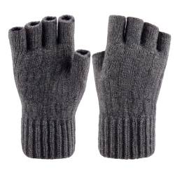 lifwimner Fingerlose Handschuhe,Thermisch Strick Weich Flauschig Touchscreen Winterhandschuhe für Skifahren Radfahren für Herren und Damen(Dunkelgrau) von lifwimner