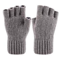 lifwimner Fingerlose Handschuhe,Thermisch Strick Weich Flauschig Touchscreen Winterhandschuhe für Skifahren Radfahren für Herren und Damen(Hellgrau) von lifwimner