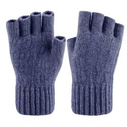 lifwimner Fingerlose Handschuhe,Thermisch Strick Weich Flauschig Touchscreen Winterhandschuhe für Skifahren Radfahren für Herren und Damen(Marine) von lifwimner