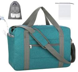 lifwimner Handgepäck Tasche für Flugzeug 45x32x18 Reisetasche klein für Damen&Herren Weekendertasche Bag Cabin Bag Faltbare Handgepäck Koffer mit Nasstasche(Tee1 25L) von lifwimner
