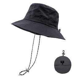 lifwimner Sonnenhut Damen Herren Fischerhut mit Kinnriemen Wasserdichter Eimer Damen Schnell Dry Packable Hut Sommer Outdoor Aktivitäten(Grau) von lifwimner