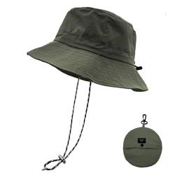 lifwimner Sonnenhut Damen Herren Fischerhut mit Kinnriemen Wasserdichter Eimer Damen Schnell Dry Packable Hut Sommer Outdoor Aktivitäten(Grün) von lifwimner