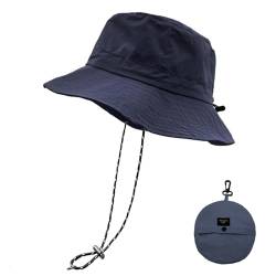 lifwimner Sonnenhut Damen Herren Fischerhut mit Kinnriemen Wasserdichter Eimer Damen Schnell Dry Packable Hut Sommer Outdoor Aktivitäten(Marine) von lifwimner