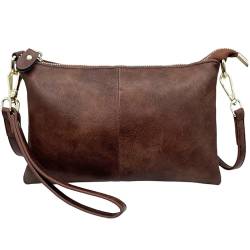 lifwimner Umhängetasche Damen Klein Handtasche Damen Leder Crossbody Schulter Wristlet Geldbörse Clutch Telefon Kreditkartenfächern mit Trageschlaufe (Veganem Leder Kaffee) von lifwimner