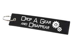 Drop a Gear and Disappear! Beidseitig Besticktes Schlüsselband, Schlüsselanhänger in Schwarz und Weiß für Biker, Motoradfans, Crossfahrer, Zweiradfreunde, Autoschrauber und mehr! von lillybox