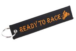 Ready to Race/Braaaaap! Beidseitig Besticktes Schlüsselband, Schlüsselanhänger in Schwarz und Orange für Biker und Bikerinnen Motoradfans, Crossfahrer und Crossfahrerinnen, Zweiradfreunde und mehr! von lillybox