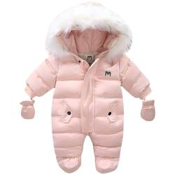 linboo Baby Schneeanzüge Jungen Mädchen Winter Overall Kleinkind Strampler Warm Jumpsuit Mit Handschuhe, Rosa, 74 von linboo