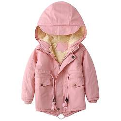 linboo Kinder Winterjacke Jungen Mädchen Warm Gefütterte Blouson Hoodie Dicke Mantel Parka Baby Wintermäntel, Rosa, 110(Etikettengröße: 110) von linboo