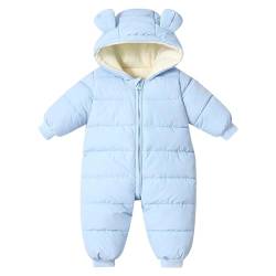 linboo Neugeborene Kleidung, Baby Jumpsuit Winter Overall Kleinkind Strampler Junge Mädchen Schneeanzug mit Kapuze Warm Outfits, Blau, 80 von linboo