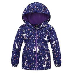 linboo Softshelljacke Mädchen Übergangsjacke mit Fleecefütterung Warm Windjacke Atmungsaktiv Regenjacke Wasserdicht Outdoorjacke für Kinder, Blau, 116(Etikettengröße:120) von linboo