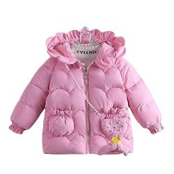 linboo Winterjacke Baby Mädchen Wintermantel Kinder mit Kapuze Gefüttert Warme Parka Jacke Outdoor Steppjacken Übergangsjacke, Rosa, 128 von linboo