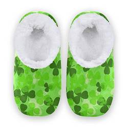 linomo St. Patrick's Day Grün Klee Blätter Hausschuhe für Unisex Damen Männer Winter Hausschuhe Wärme Drinnen Hausschuhe Schlafzimmer Socken Schuh von linomo