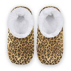 linomo Tropisch Tier Leopard Druck Hausschuhe für Unisex Damen Männer Winter Hausschuhe Wärme Drinnen Hausschuhe Schlafzimmer Socken Schuh von linomo
