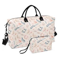 Reisetasche mit Frühlingsblumen, Beige, Wochenendreisen, Übernachtungstasche, Fitnessstudio, Sport, Tragetasche mit Kulturbeutel für Reisen, 2-teiliges Set, Frühlingsblumen-Beige, 1 size von linqin