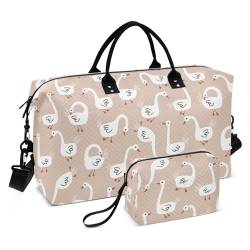 Reisetasche mit verstellbarem Riemen für Reisen, multifunktional, Weiß, Weiße Gans, 1 size von linqin