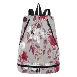 Turnbeutel Blumen Blätter Blumen Wasserdicht Tanztasche Fußball Tasche für Damen Herren, Blumen Blätter Floral, Einheitsgröße, Classic von linqin